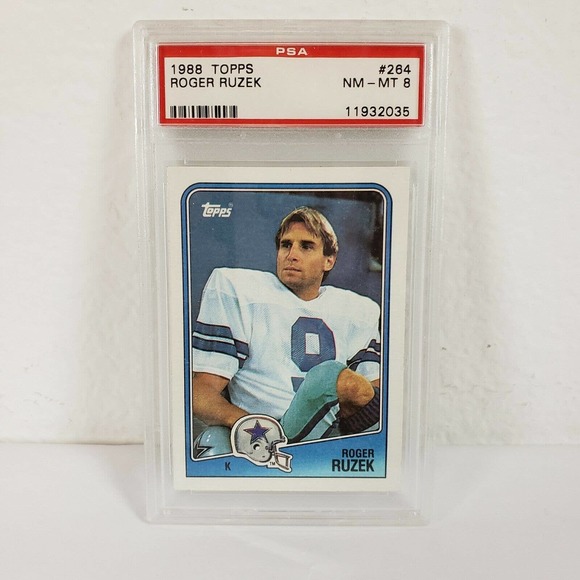 ROGER RUZEK 1988 Topps Football Card #264 Graded PSA 8 GEM MT Cowboys - Picture 1 of 4